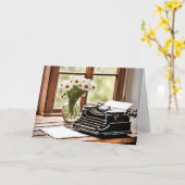 Geburtstag Retro Schreibmaschine mit Daisies Karte (Gelbe Blume)