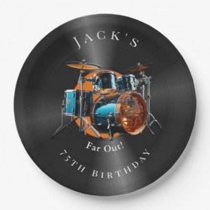 Geburtstag Retro Vinyl Record Drum Set Rock Music Pappteller