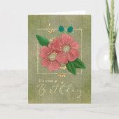 Geburtstag Rosa Blume mit Glitzer Karte (Vorderseite)