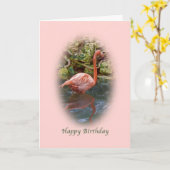Geburtstag, rosa Flamingo-Karte Karte (Gelbe Blume)