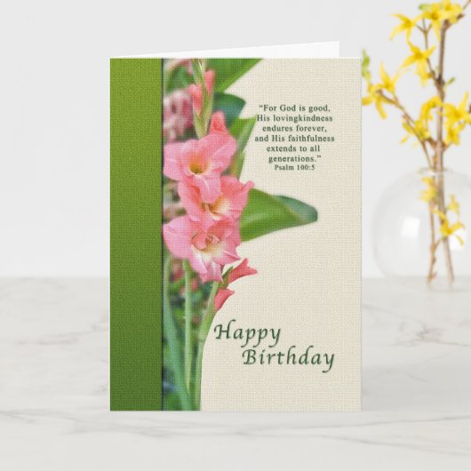 Geburtstag, Rosa Gladiolus Karte (Gelbe Blume)