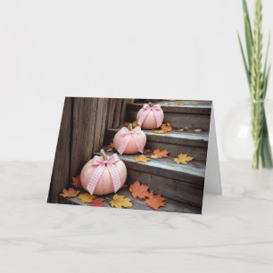 Geburtstag Rosa Herbstkürbisse und Herbstblätter Karte