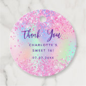 Geburtstag rosa holografische danke geschenkanhänger (Vorderseite)
