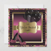 Geburtstag| Rosa Leoparden - Einladung (Vorderseite)