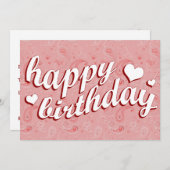 Geburtstag : rosa paisley einladung (Vorne/Hinten)