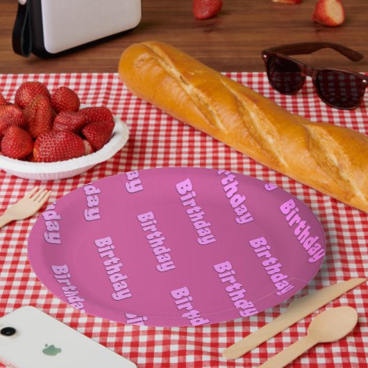 Geburtstag (rosa) pappteller (Picknick)