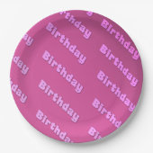 Geburtstag (rosa) pappteller (Vorderseite)