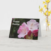 Geburtstag, rosa Rhododendron Karte (Gelbe Blume)