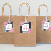 Geburtstag rosa Rosen schwarze Streifen danke Quadratischer Aufkleber