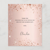 Geburtstag Rose Gold Glitzer Dank Kartenbudget Flyer (Hinten)