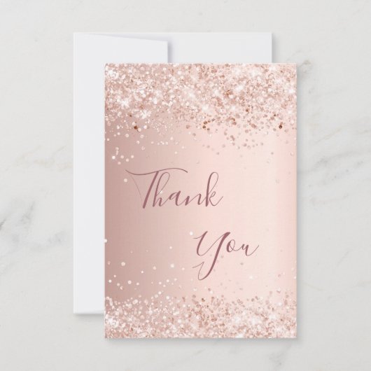 Geburtstag Rose Gold Glitzer Staub danke (Vorderseite)