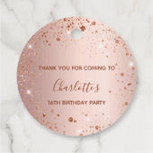 Geburtstag Rose Gold Glitzer Staub danke Geschenkanhänger (Rückseite)
