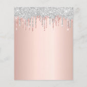 Geburtstag Rose Gold Silber Glitzer Einladung (Rückseite)