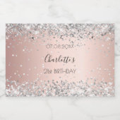 Geburtstag Rose Gold silber Glitzer Name elegant Alkoholflaschenetikett (Einzelnes Label)