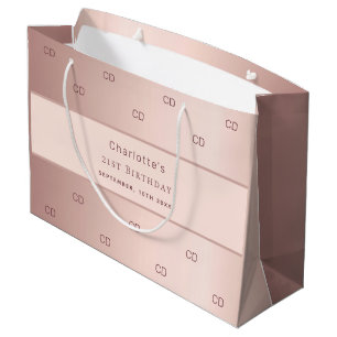 Geburtstag rose-goldenes Monogramm Große Geschenktüte
