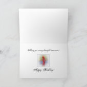 Geburtstag, Rote Kardinäle, Natur, drei Vögel Karte (Innenseite)