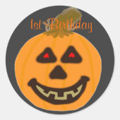 Geburtstag Runde Sticker Lächeln Halloween Pumpkin (Vorderseite)