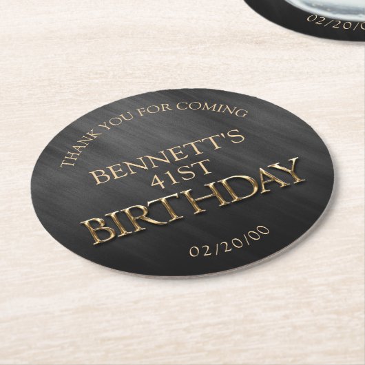 Geburtstag Runder Pappuntersetzer (Angewinkelt)