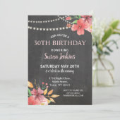 Geburtstag Rustikal rosa Blüte Hübsche Einladung (Stehend Vorderseite)