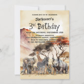 Geburtstag Safari Tiere Geburtstag Einladung (Vorderseite)
