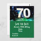 Geburtstag Save the Date Grüne Postkarte (Vorne/Hinten)