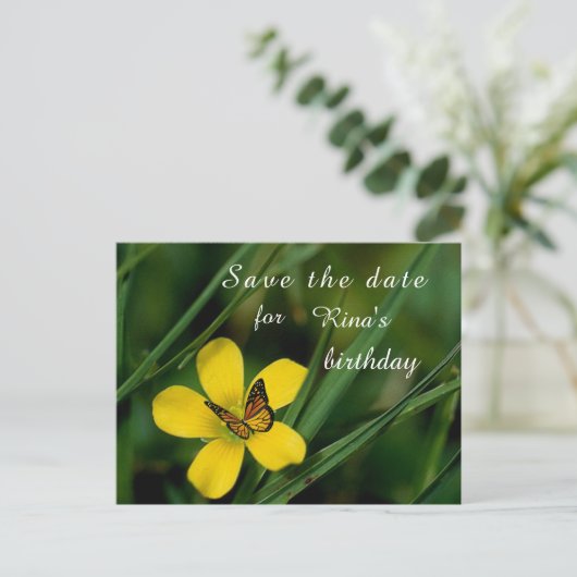 Geburtstag Save the Date Postkarte (Stehend Vorderseite)