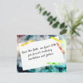 Geburtstag Save the Date Postkarte (Stehend Vorderseite)