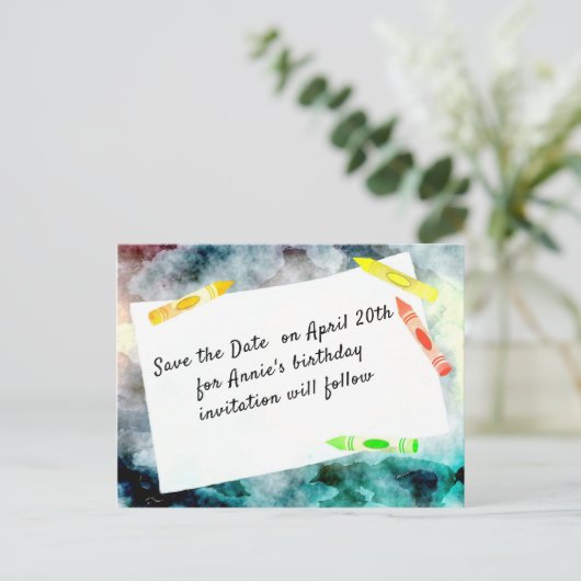 Geburtstag Save the Date Postkarte (Stehend Vorderseite)