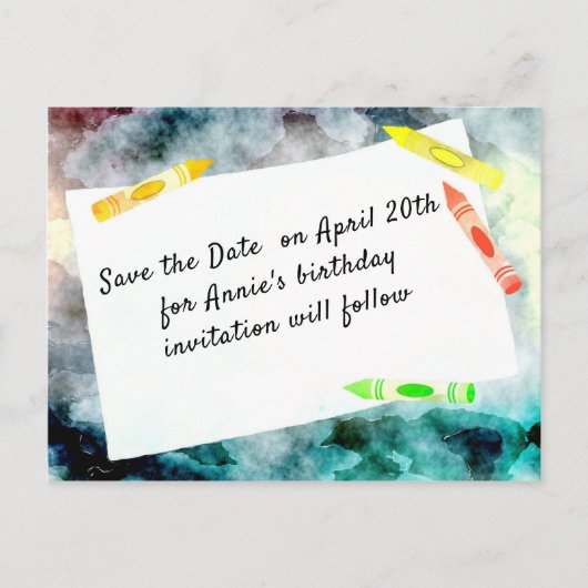 Geburtstag Save the Date Postkarte (Vorderseite)