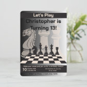 Geburtstag Schach Party Einladung Spaß Spiel Thema (Stehend Vorderseite)
