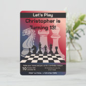 Geburtstag Schach Party Einladung Spaß Spiel Thema (Stehend Vorderseite)