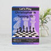 Geburtstag Schach Party Einladung Spaß Spiel Thema (Stehend Vorderseite)