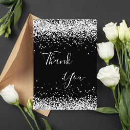 Geburtstag schwarz silber Glitzer Staub danke