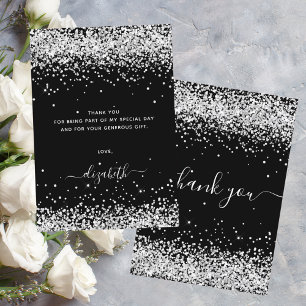 Geburtstag schwarz silber Glitzer Staub danke