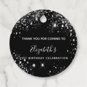 Geburtstag schwarz silber Glitzer Staub danke Geschenkanhänger (Rückseite)