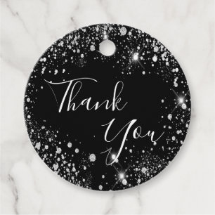 Geburtstag schwarz silber Glitzer Staub danke Geschenkanhänger