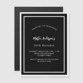 Geburtstag Schwarz-weiß minimaler Luxus Magneteinladung (Vorne/Hinten)