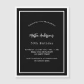 Geburtstag Schwarz-weiß minimaler Luxus Magneteinladung (Vorderseite)