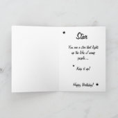 Geburtstag schwarz-weiß Zebrastar Gold Karte (Innenseite)