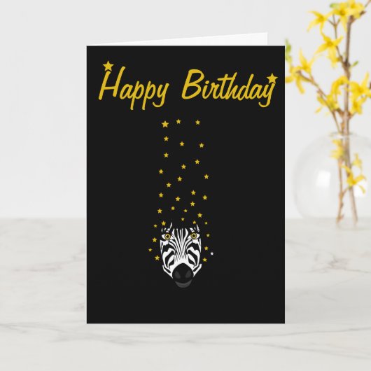 Geburtstag schwarz-weiß Zebrastar Gold Karte (Gelbe Blume)