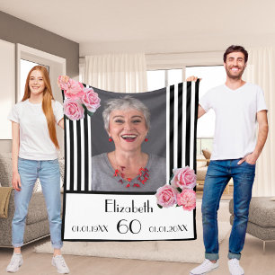 Geburtstag Schwarz-weiße Streifen Florenz Foto Fleecedecke