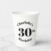 Geburtstag Schwarz-weißer individuelle Name Nummer Pappbecher (Vorderseite)