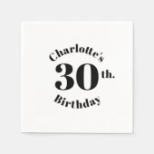Geburtstag Schwarz-weißer individuelle Name Nummer Serviette (Vorderseite)