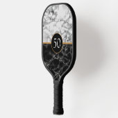 Geburtstag Schwarz-weißer Marmor Pickleball Paddle (Links)