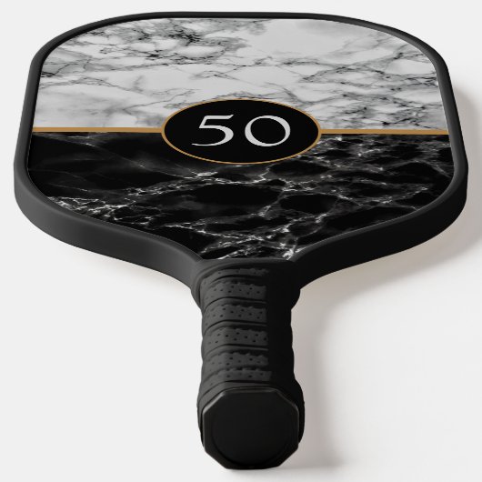 Geburtstag Schwarz-weißer Marmor Pickleball Paddle (Ablage )