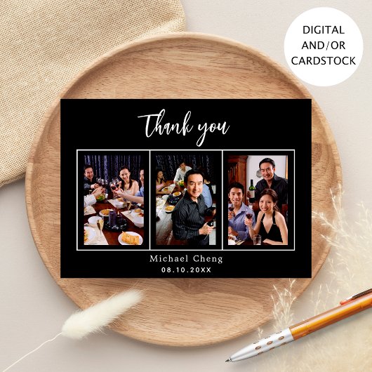 Geburtstag Schwarz-weißes Foto Dankeschön Karte