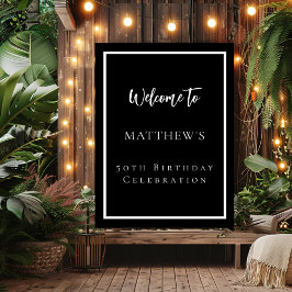 Geburtstag Schwarz-weißes Party willkommen Poster