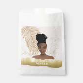 Geburtstag, schwarze Frau, tropisches Gold-Leaf, r Geschenktütchen (Vorderseite)