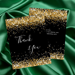 Geburtstag schwarze Gold-Glitter-Dankeskarten Dankeskarte
