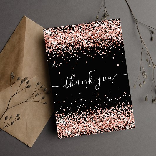 Geburtstag schwarze Rose Gold Glitzer Staub danke